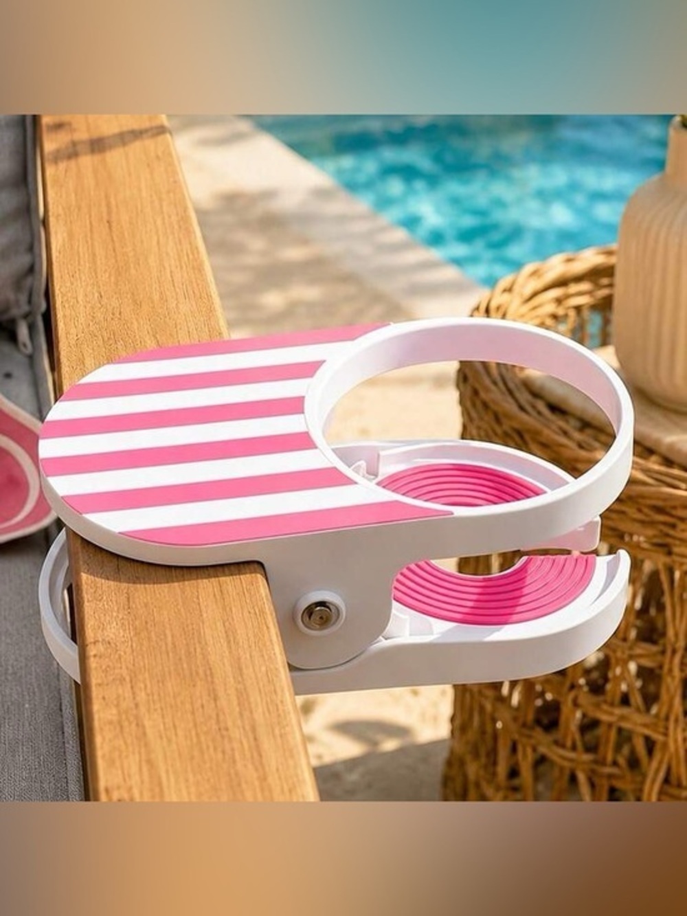 Set of 2 Pink and white Striped Drink Clips